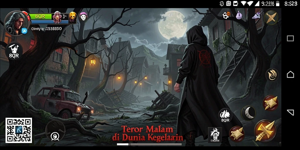 Gameplay menyeramkan dalam 8QR dengan suasana kegelapan yang mencekam.