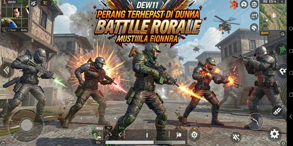 Tampilan gameplay DEWI11 yang seru dalam pertempuran Battle Royale.