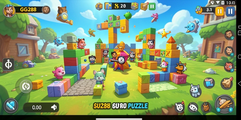 Gameplay GG288 yang menantang di dalam level puzzle.
