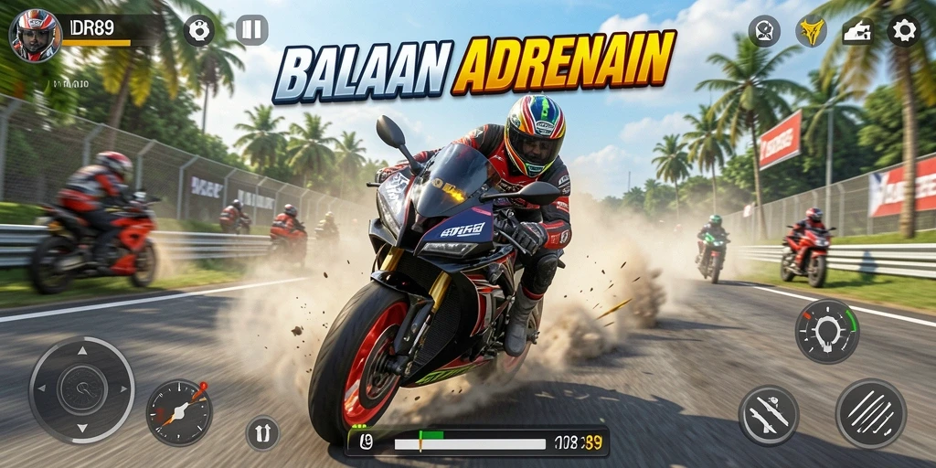Screenshot IDR89 menunjukkan aksi balapan motor yang mendebarkan.
