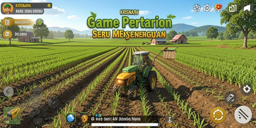 Tampilan gameplay <strong>KRISNA96</strong> menampilkan aktivitas bertani yang seru.