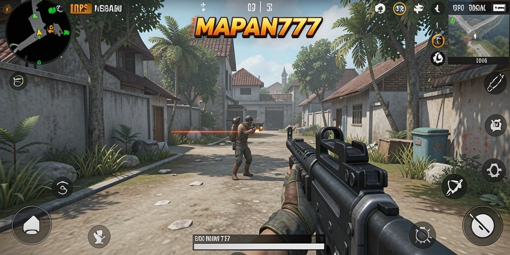 Tampilan gameplay seru dari MAPAN777 yang menunjukkan aksi tembak-menembak.