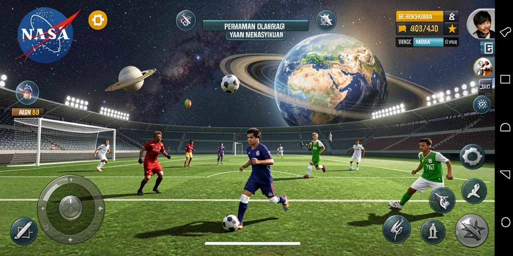 Tampilan utama gameplay di NASA4D dengan aksi olahraga yang mendebarkan.