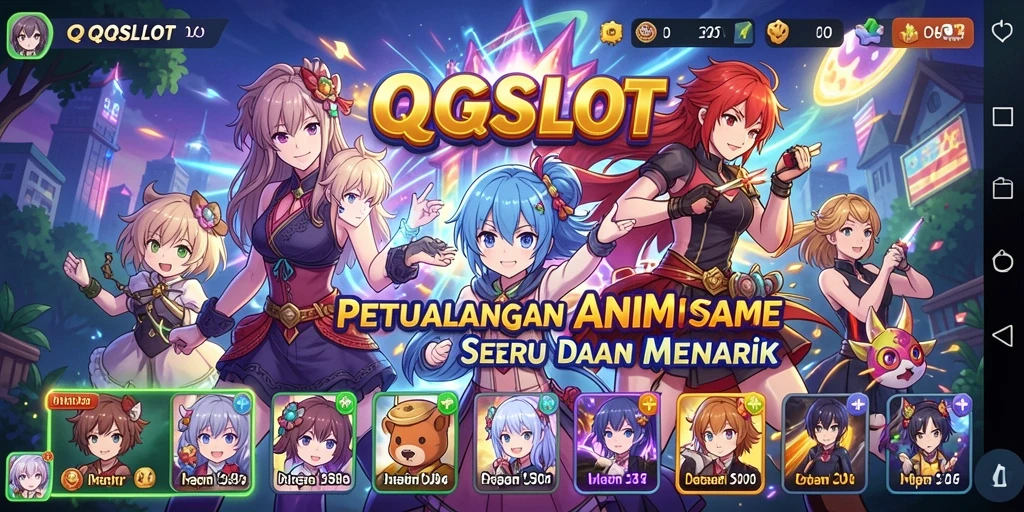 Tampilan gameplay QQSLOT dengan karakter anime yang menarik dan penuh aksi.