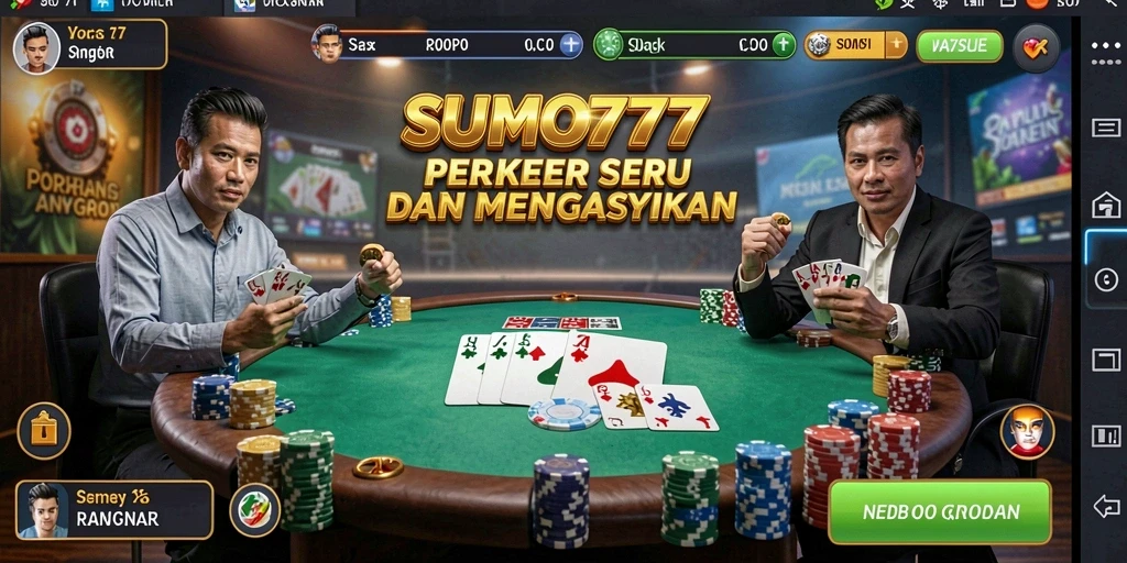 Tampilan gameplay Poker yang seru dan mendebarkan di SUMO777.