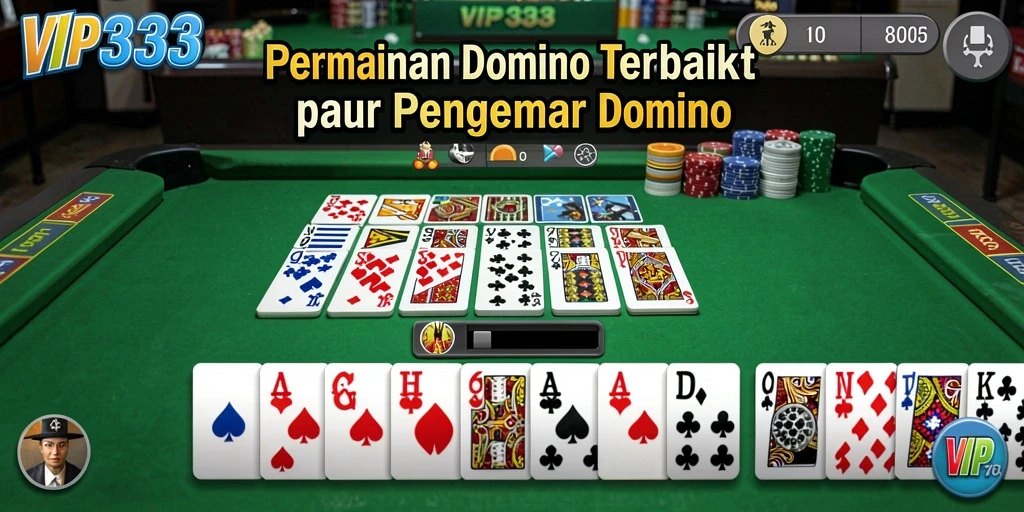 Screenshot utama VIP333 menampilkan gameplay seru permainan Domino.